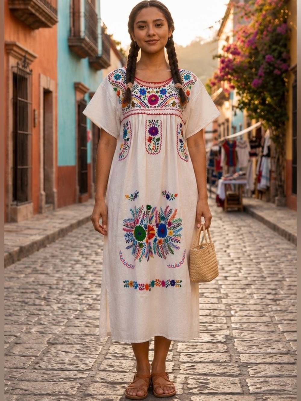 Handmade Embroidered Mexican Peasant Dress from Puebla, Mx. NWOT